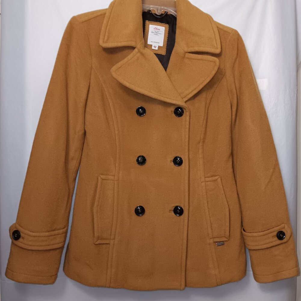 S. OLIVER DOUBLE BREASTED WOOL BLEND PEA COAT
